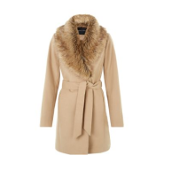 New Look Camel Faux Fur Belted Coat, £54.99