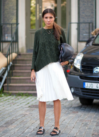 Oversized Sweater with Midi Skirt | Source:LeFashion