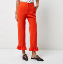 River Island Red Frill Hem Cropped Trousers