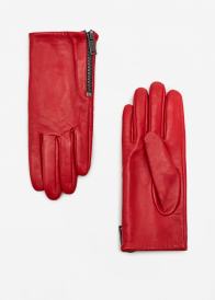 Mango Zip Leather Gloves